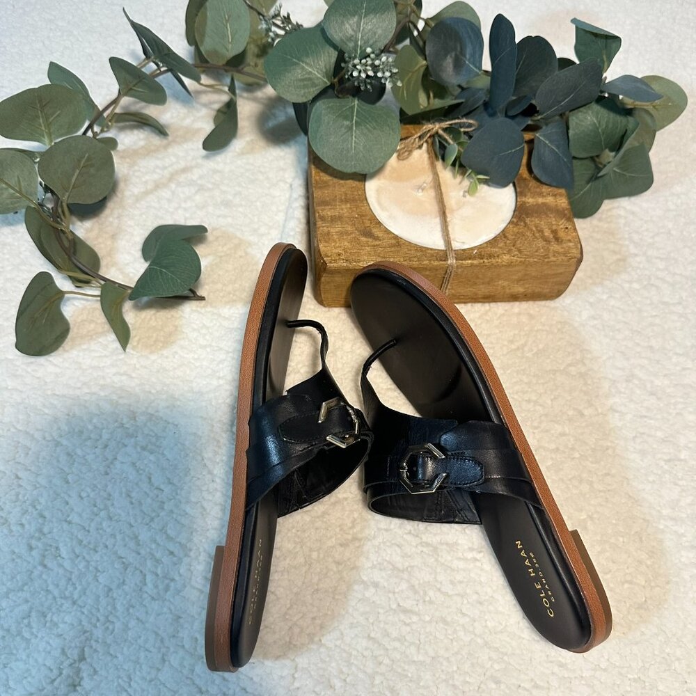 Cole Haan Black Leather Sandals with Buckle Size 8 - Picture 5 of 8